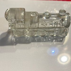 Vintage glass train engine locomotive candy holder display‎ item